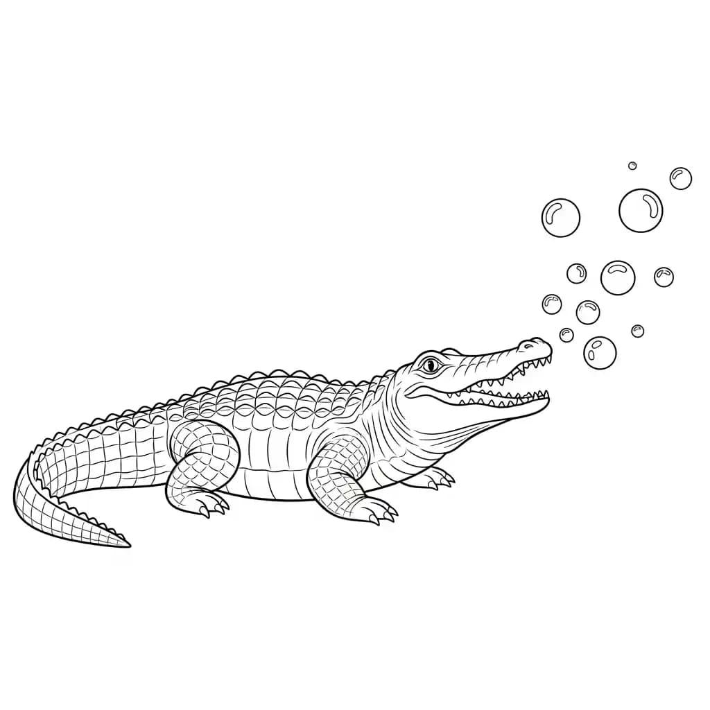alligatorkleurplaat schets kleurplaat van een glimlachende alligator met duidelijke contouren om in te kleuren