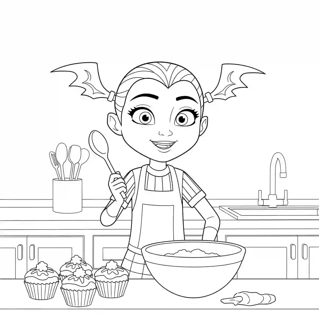 Vampirina Kleurplaat van Vampirina met een vrolijk en speels thema om in te kleuren.