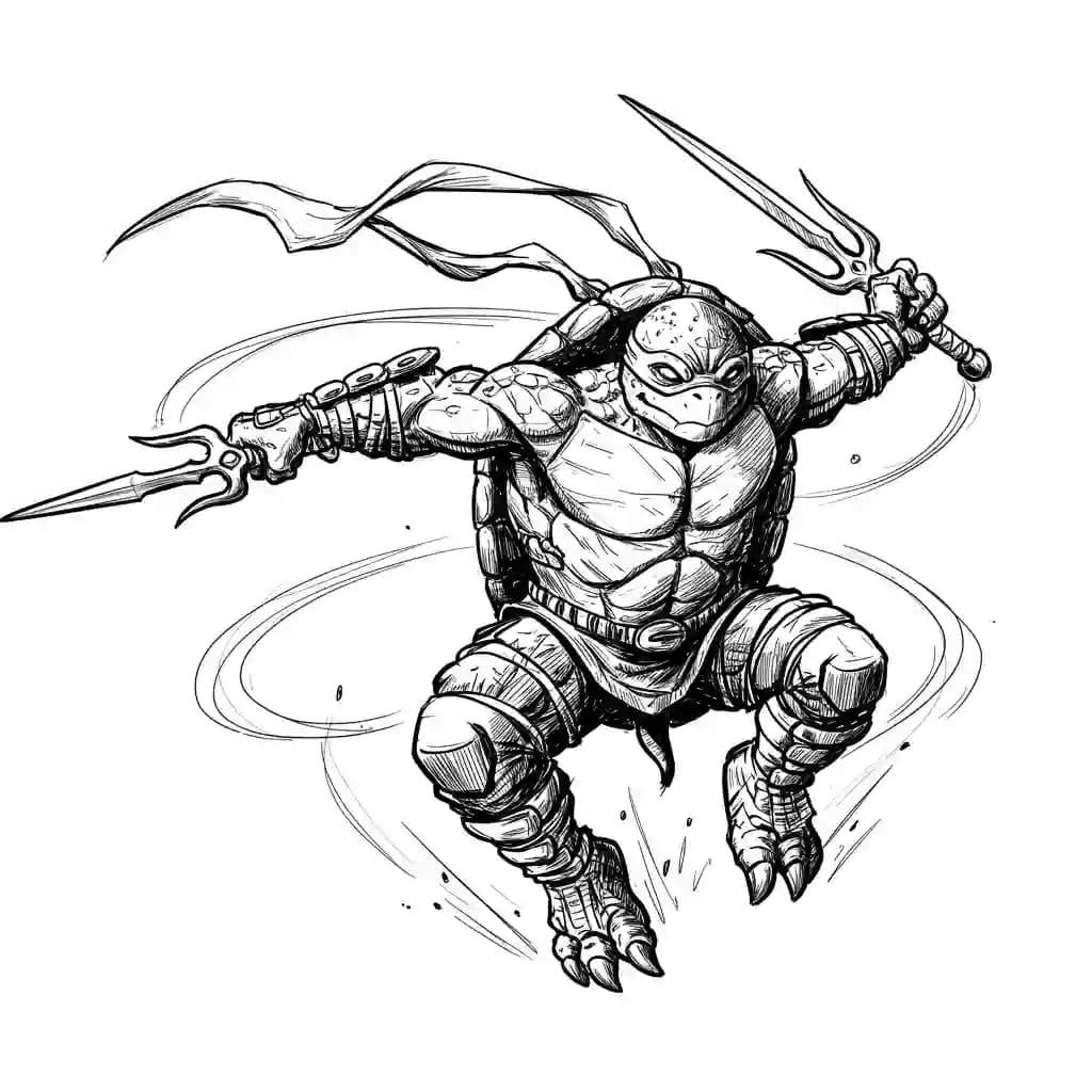 Tienermutante ninjaschildpadden Kleurplaat van tienermutante ninjaschildpadden met een avontuurlijk en speels thema om in te kleuren.