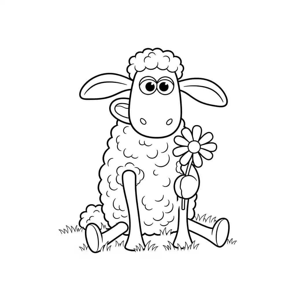 Shaun the Sheep Kleurplaat van Shaun the Sheep met een vrolijk en creatief thema om in te kleuren.