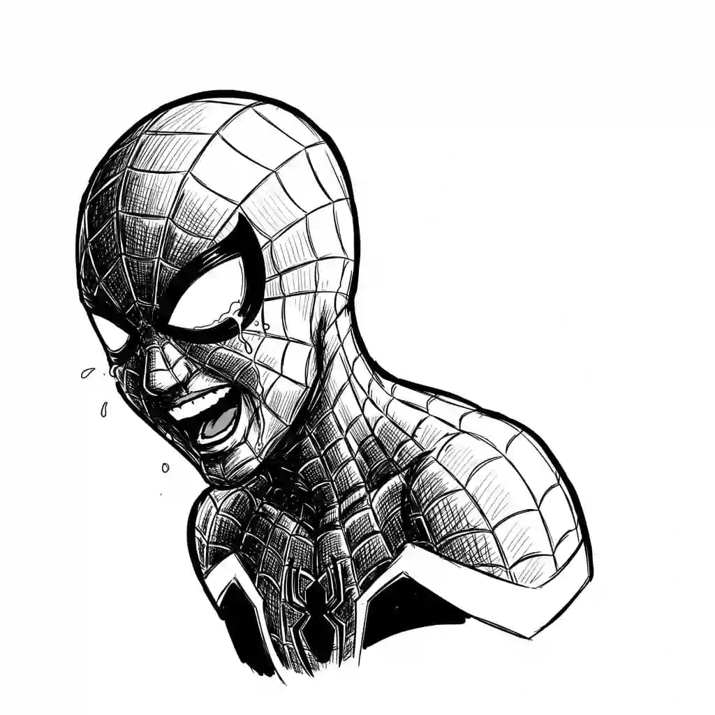 Spiderman Kleurplaat van Spiderman met een stoer superhelden thema om zelf in te kleuren.