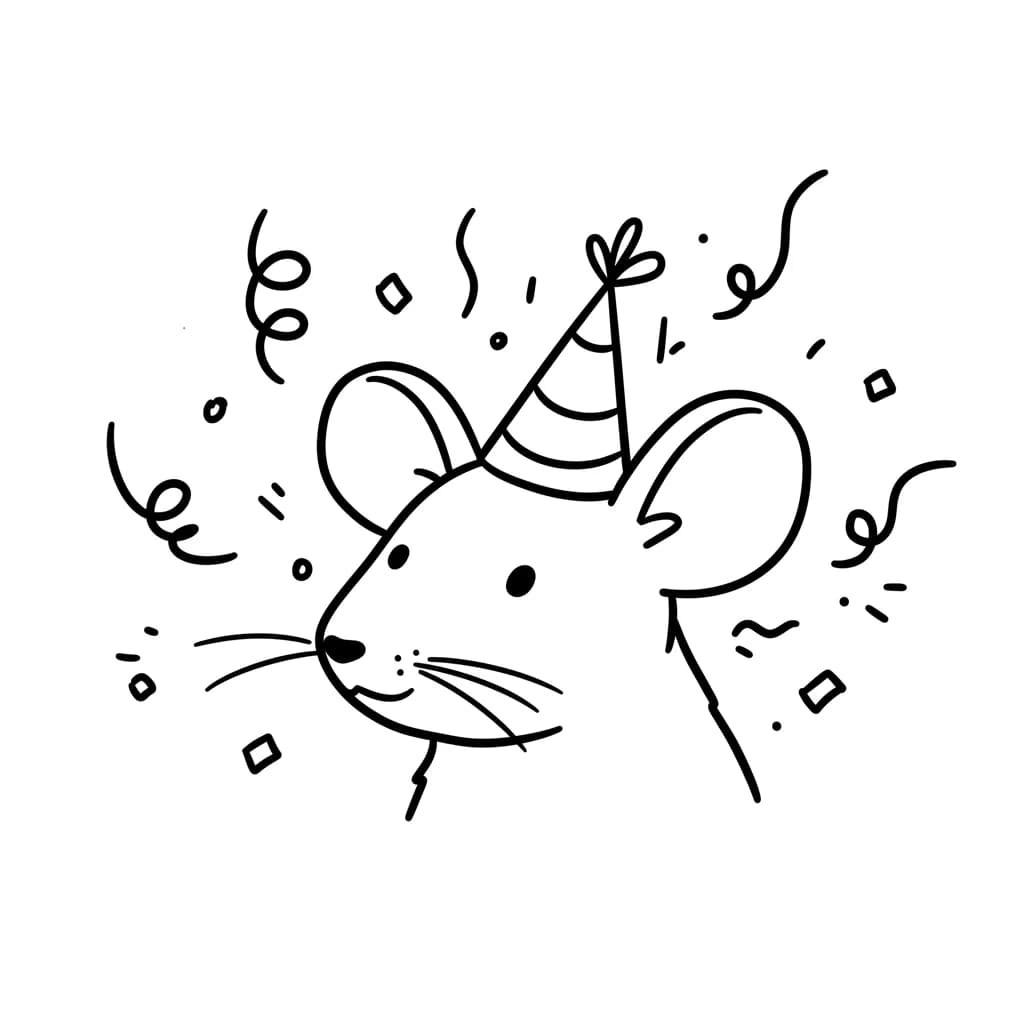Muis Kleurplaat van een schattige muis die ideaal is om in te kleuren door kinderen en volwassenen.