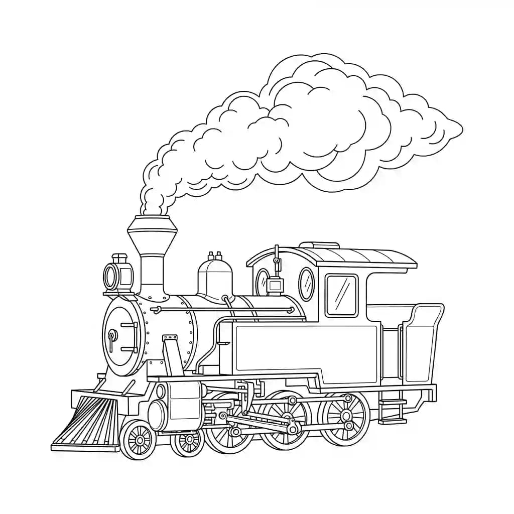Trein Kleurplaat van een trein met een leuk en creatief ontwerp om zelf in te kleuren.