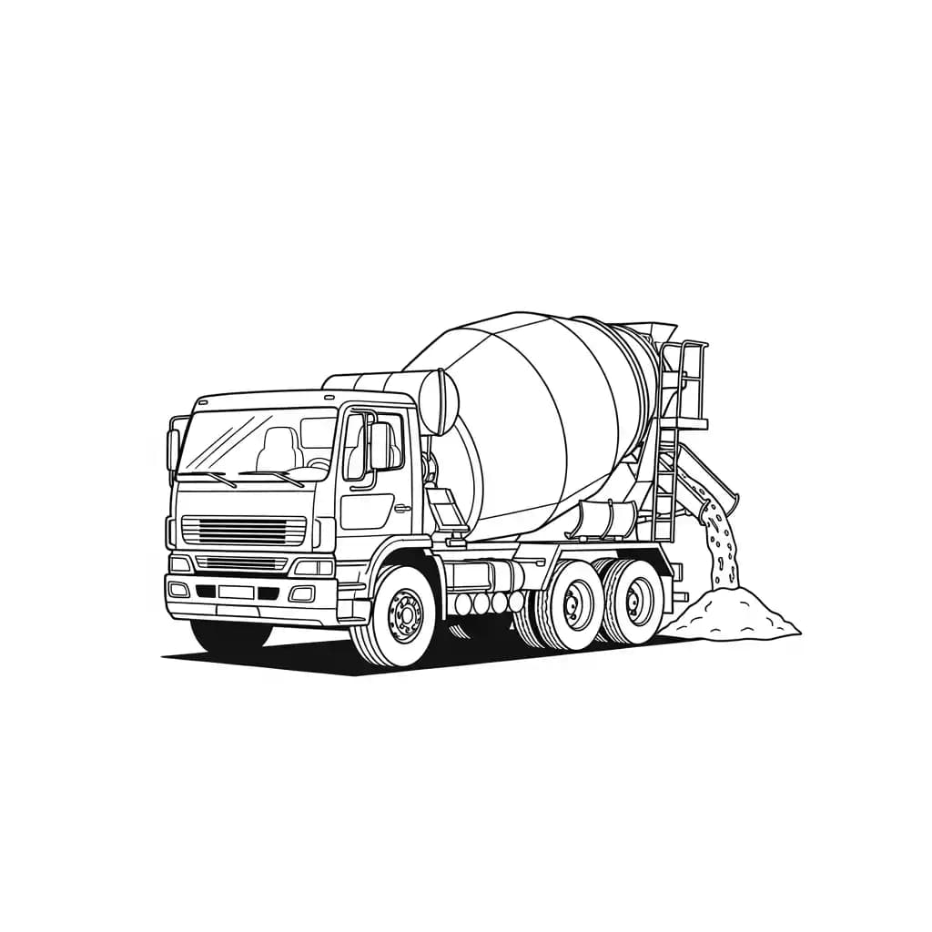 Vrachtwagen Kleurplaat van een vrachtwagen om zelf creatief in te kleuren.