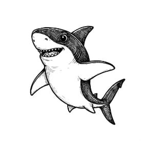 Haai Kleurplaat Zwart-witte kleurplaat van een Haai om zelf in te kleuren.