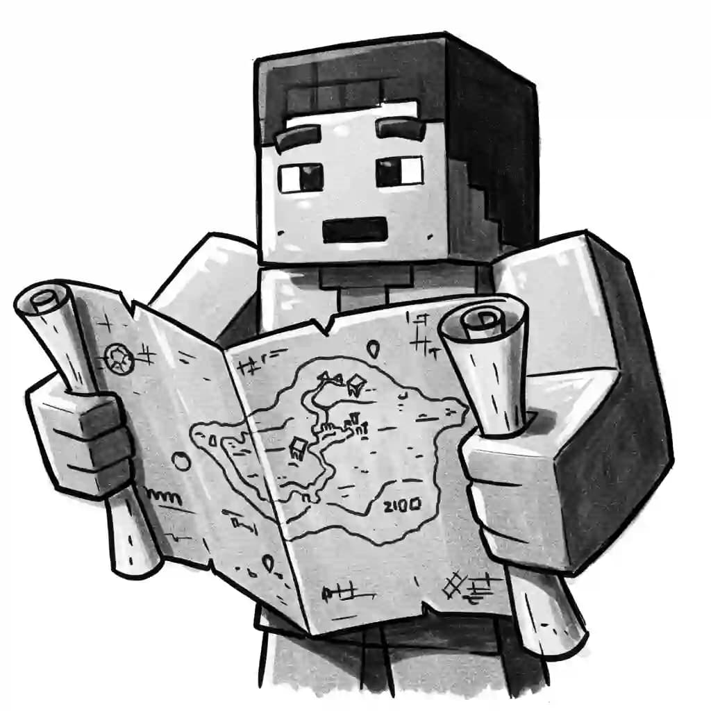 Minecraft Kleurplaat van Minecraft met bekende figuren en avontuurlijke elementen om zelf in te kleuren.