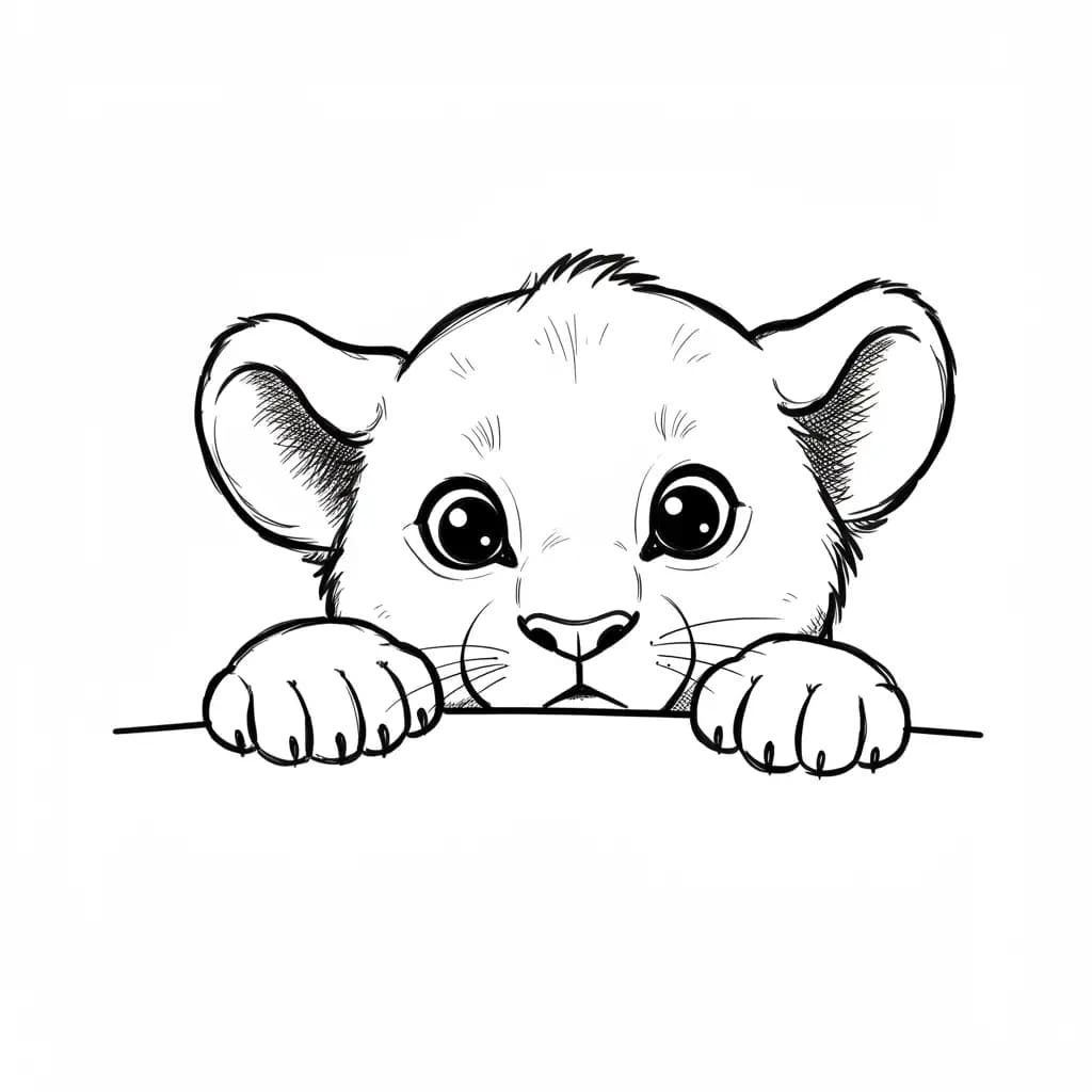 Lion King Kleurplaat van Lion King met een avontuurlijk savanne-thema om in te kleuren.