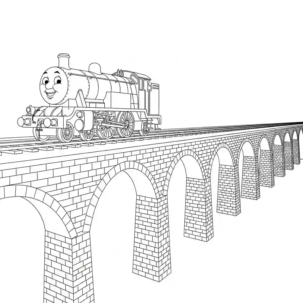 Thomas en vrienden Kleurplaat van Thomas en vrienden met een vrolijk en speels thema om in te kleuren.