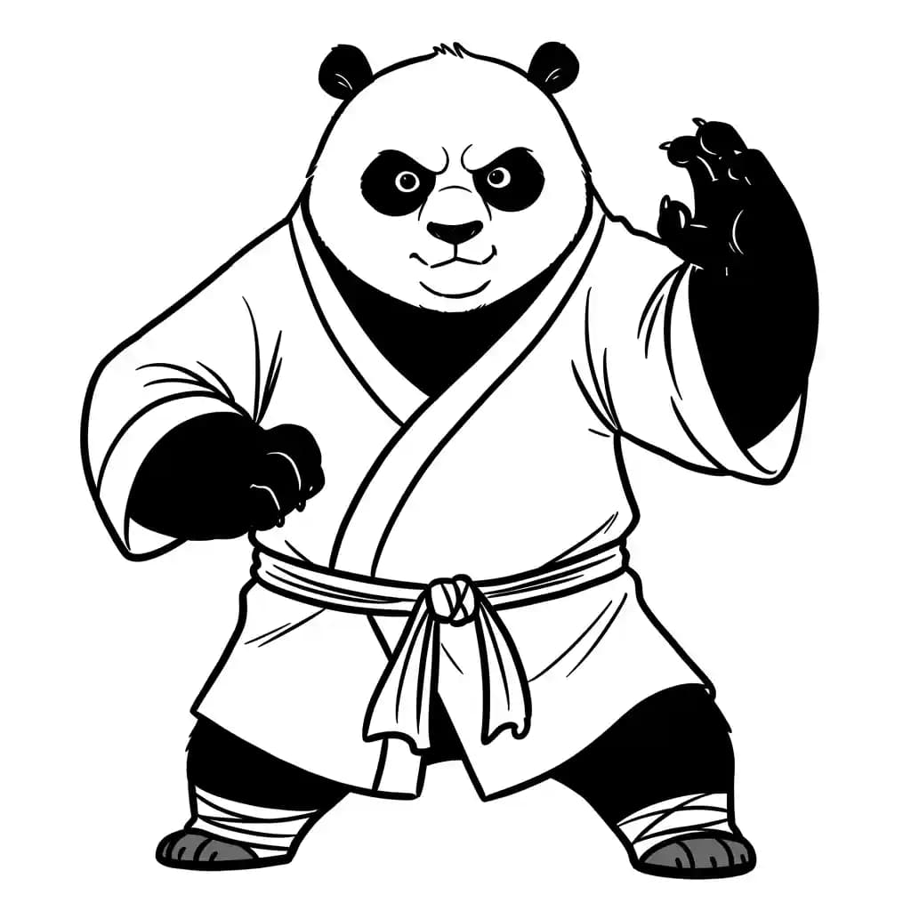 Kung Fu Panda Leuke kleurplaat van Kung Fu Panda met een vrolijke en actieve uitstraling.