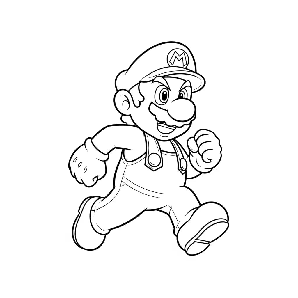 Mario Leuke kleurplaat van Mario om gratis te printen en creatief in te kleuren.