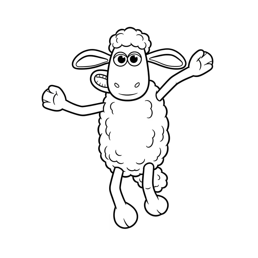 Shaun the Sheep Kleurplaat van Shaun the Sheep met een vrolijk en creatief thema om in te kleuren.