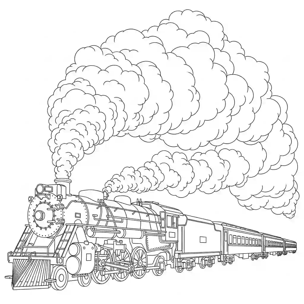 Trein Kleurplaat van een trein met een leuk en creatief ontwerp om zelf in te kleuren.