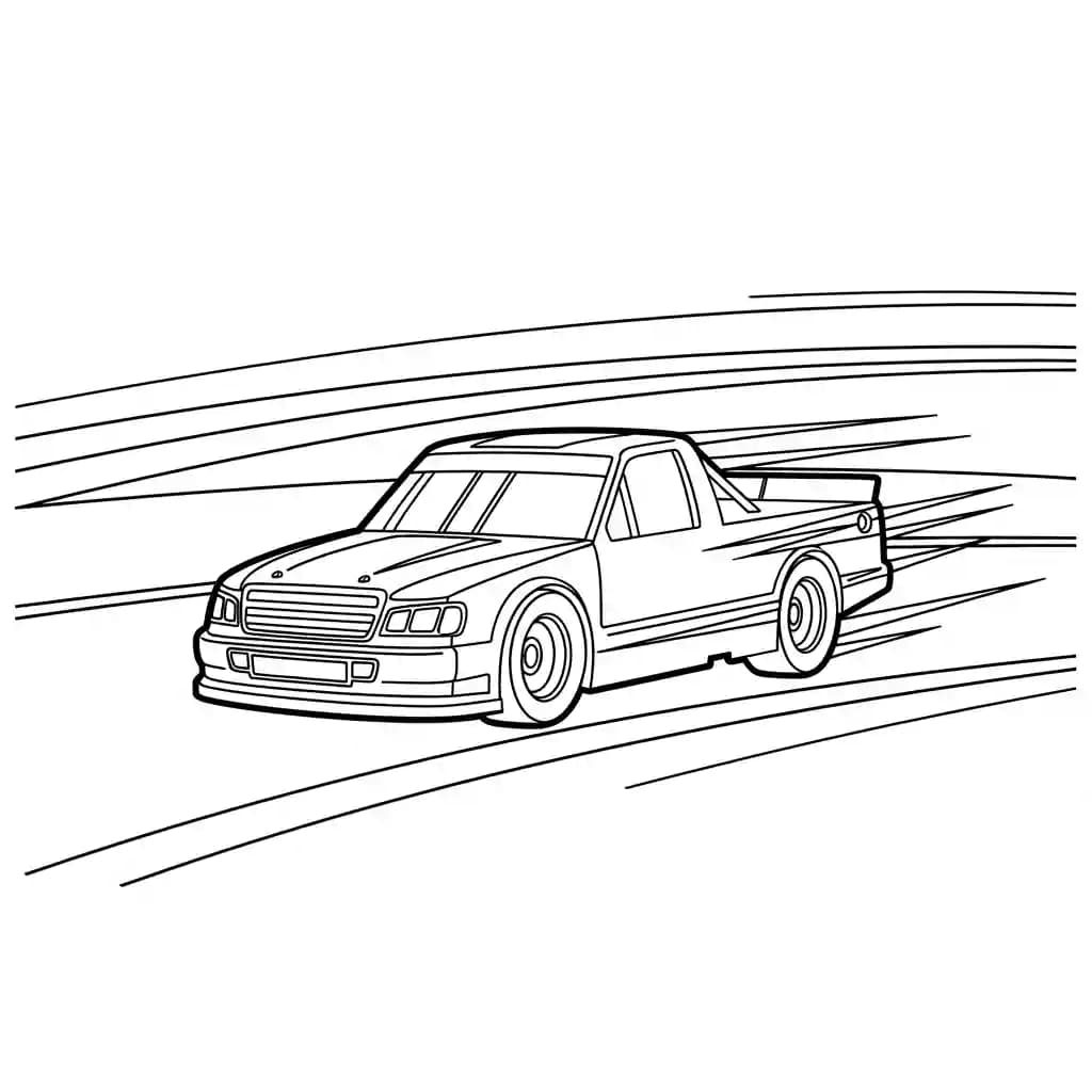 Vrachtwagen Kleurplaat van een vrachtwagen om zelf creatief in te kleuren.