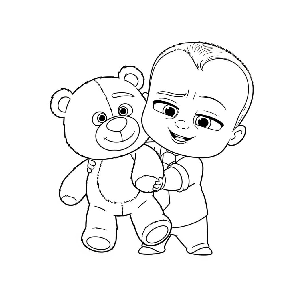 Boss Baby Leuke zwart-wit tekening van Boss Baby om zelf in te kleuren.