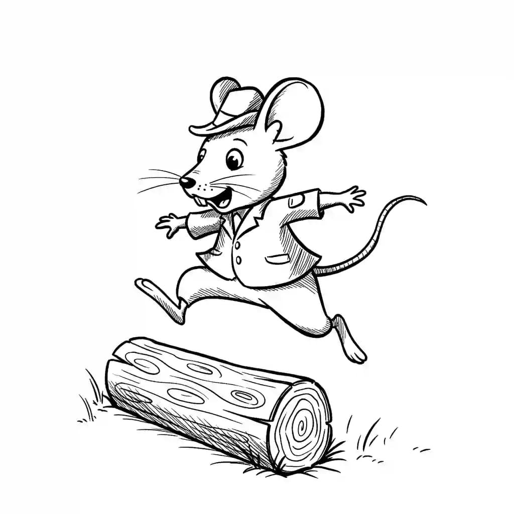 Muis Kleurplaat van een schattige muis die ideaal is om in te kleuren door kinderen en volwassenen.