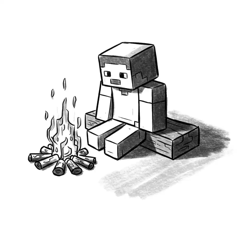Minecraft Kleurplaat van Minecraft met bekende figuren en avontuurlijke elementen om zelf in te kleuren.