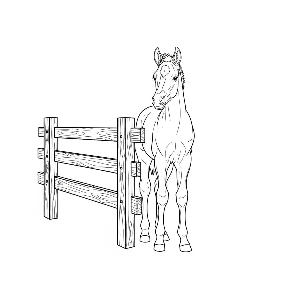 Paard Kleurplaat van een paard die eenvoudig te printen en in te kleuren is.