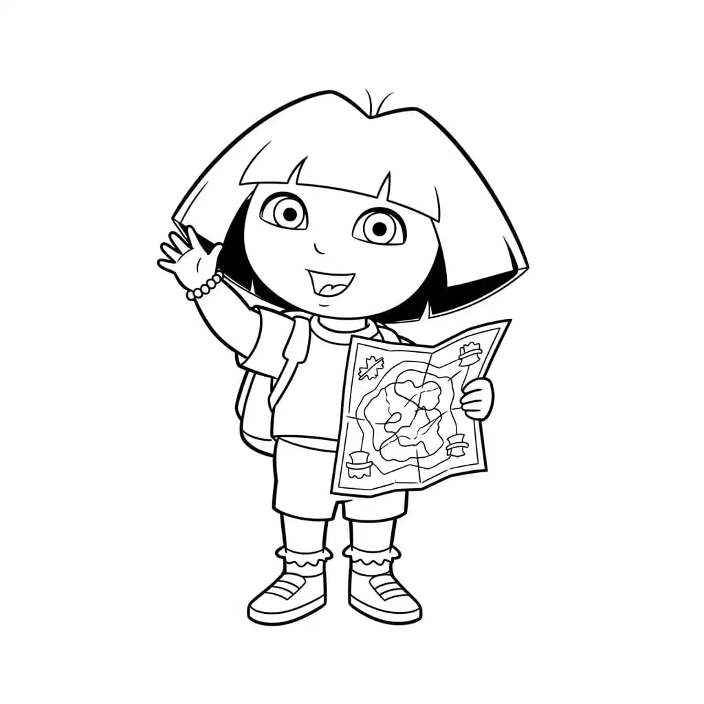 Dora Printbare kleurplaat van Dora voor kinderen en volwassenen.