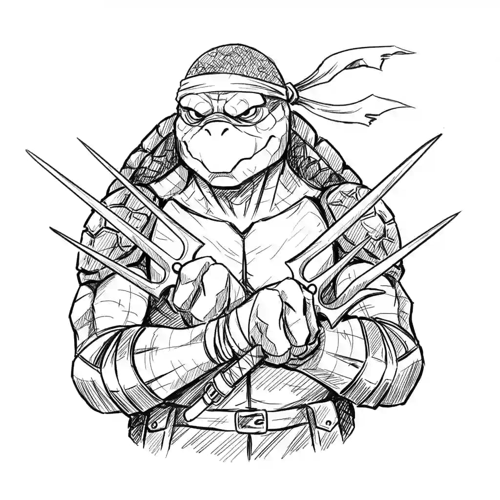 Tienermutante ninjaschildpadden Kleurplaat van tienermutante ninjaschildpadden met een avontuurlijk en speels thema om in te kleuren.