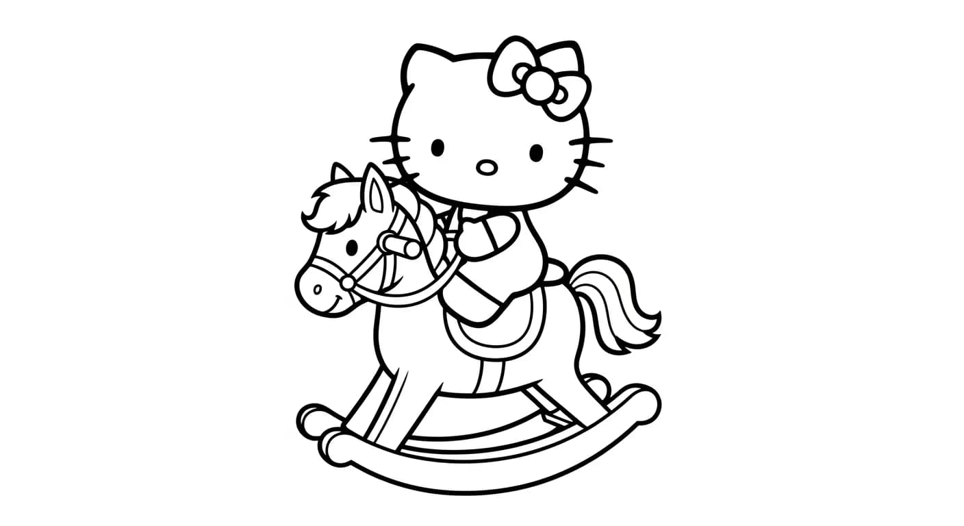 hello kitty Kleurplaat van hello kitty in een vrolijk en creatief thema om zelf in te kleuren.