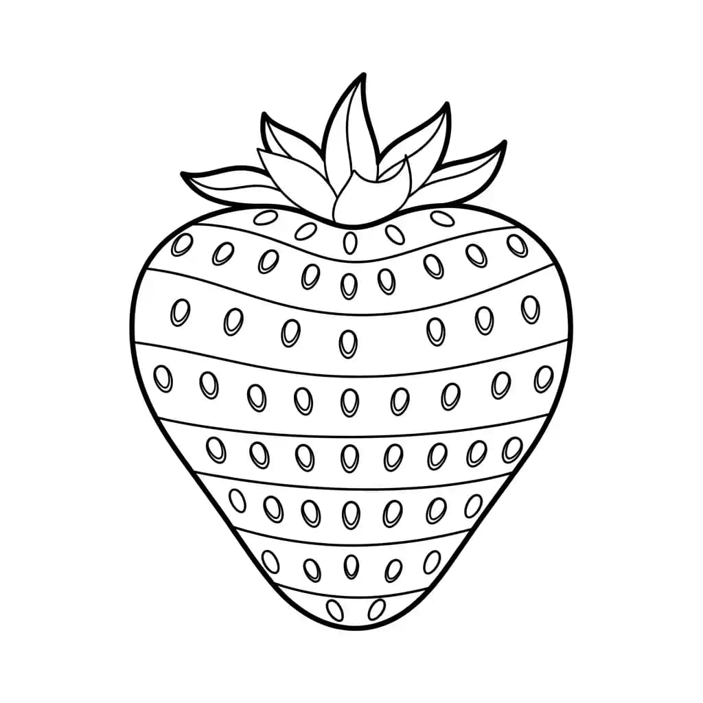 Aardbeienkleurplaat schets kleurplaat van een grote aardbei met duidelijke contouren om in te kleuren