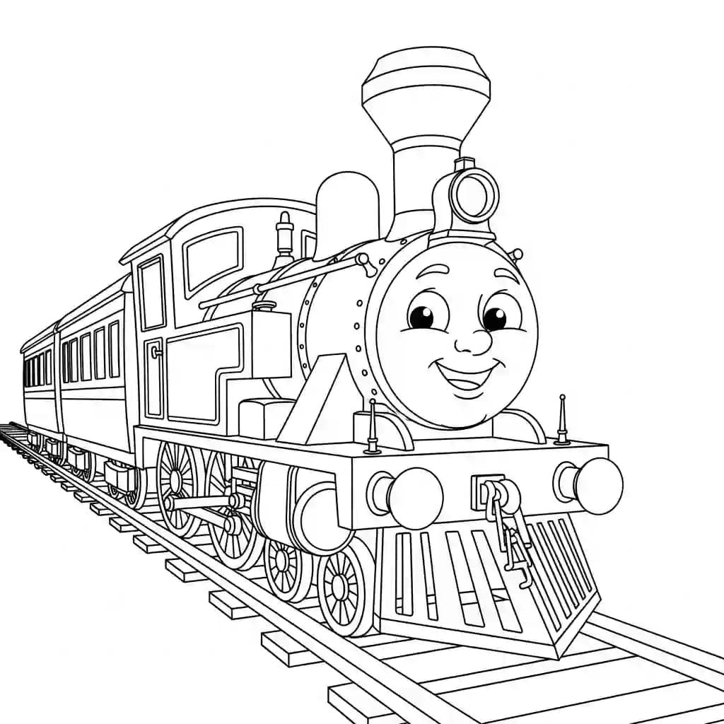 Trein Kleurplaat van een trein met een leuk en creatief ontwerp om zelf in te kleuren.