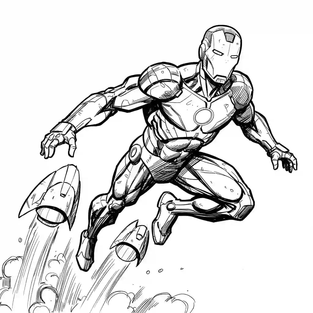 Iron Man Superheld Iron Man als kleurplaat om te printen en creatief in te kleuren.