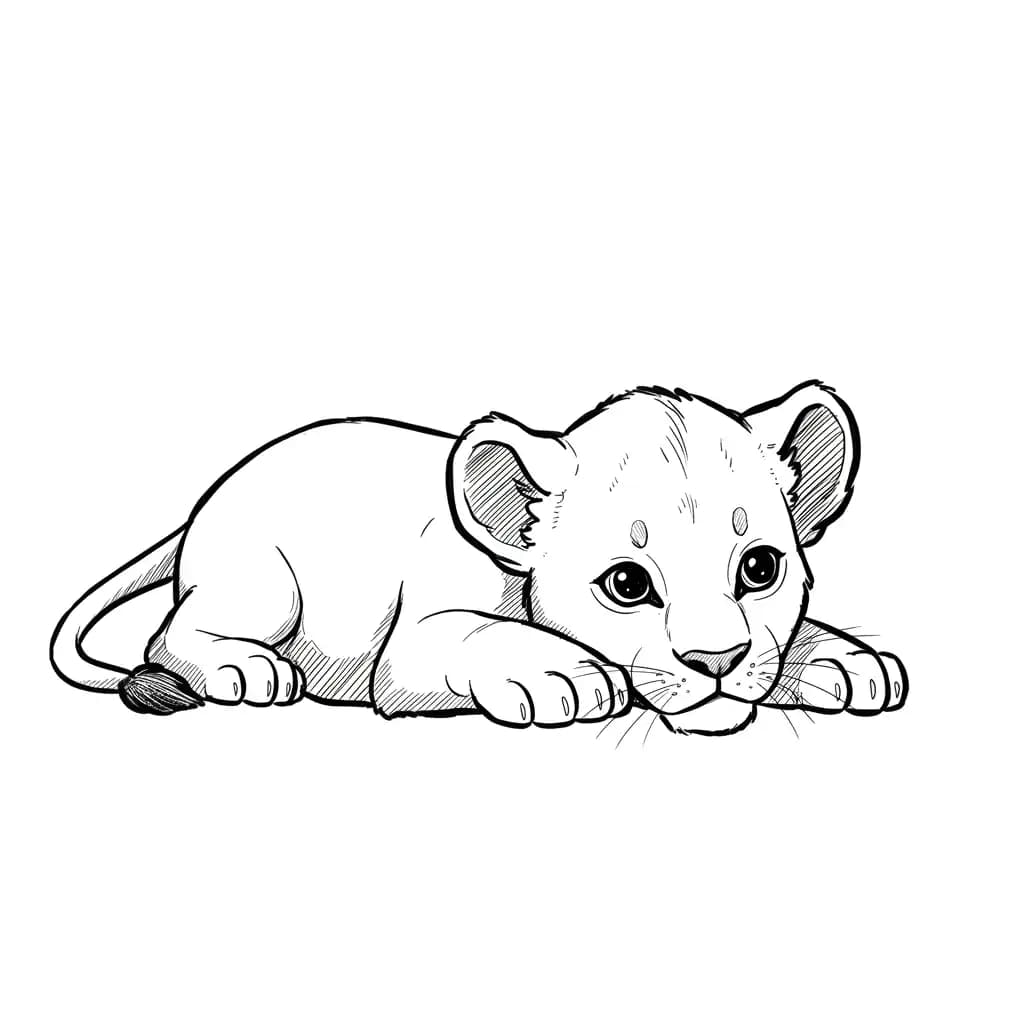 Lion King Kleurplaat van Lion King met een avontuurlijk savanne-thema om in te kleuren.