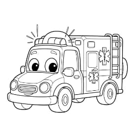 Ambulance Kleurplaat Zwart-witte tekening van een ambulance om gratis te downloaden en in te kleuren.