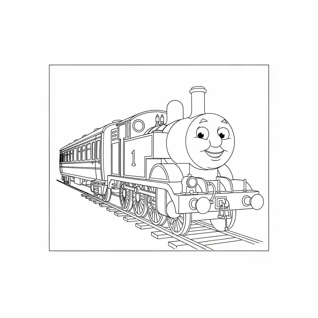 Thomas en vrienden Kleurplaat van Thomas en vrienden met een vrolijk en speels thema om in te kleuren.