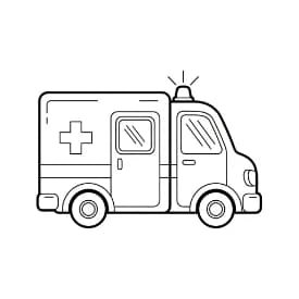 Ambulance Kleurplaat Zwart-witte tekening van een ambulance om gratis te downloaden en in te kleuren.