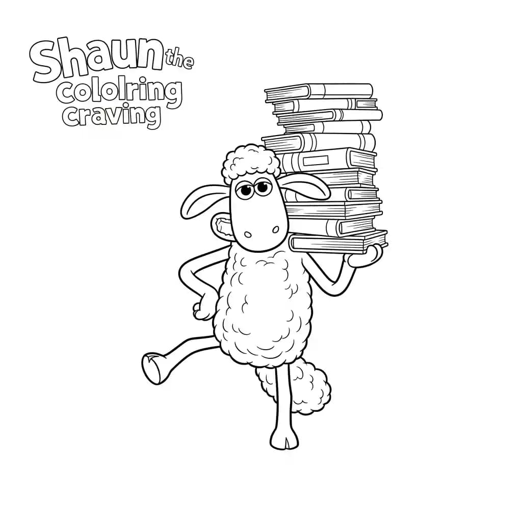 Shaun the Sheep Kleurplaat van Shaun the Sheep met een vrolijk en creatief thema om in te kleuren.