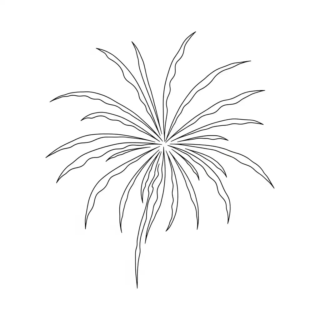 Vuurwerk Kleurplaat van een levendig vuurwerk met sprankelende lijnen en vormen.