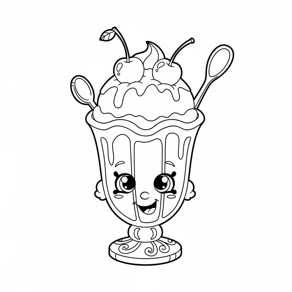 Shopkins Kleurplaat van Shopkins met een vrolijk en creatief thema om in te kleuren.