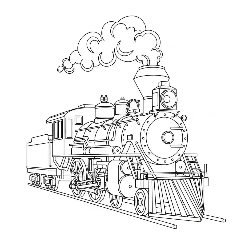 Trein Kleurplaat van een trein met een leuk en creatief ontwerp om zelf in te kleuren.