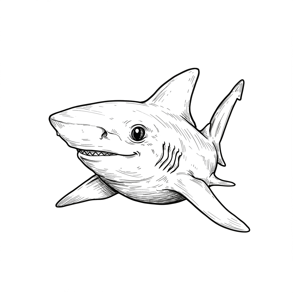 Haai Leuke kleurplaat van een Haai om thuis te printen en in te kleuren.
