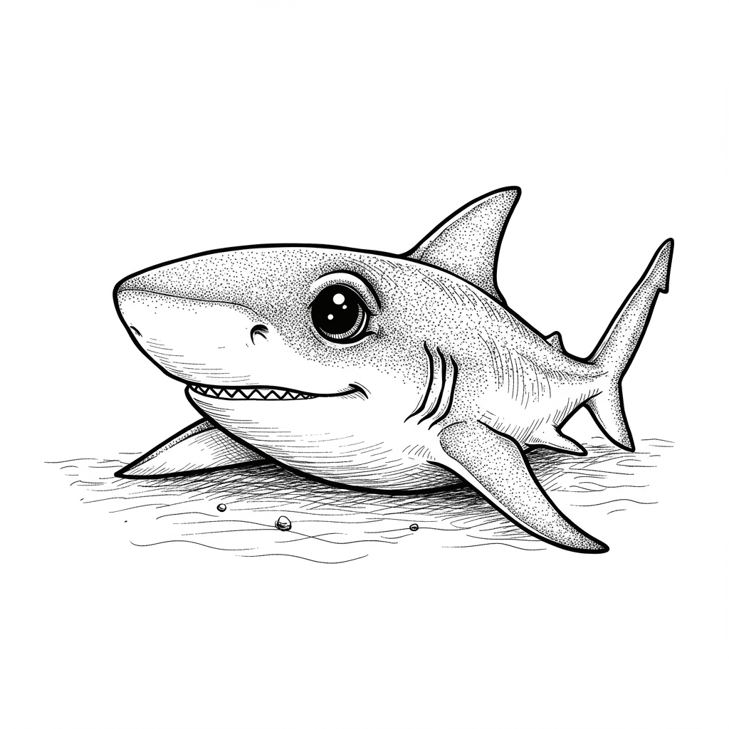Haai Leuke kleurplaat van een Haai om thuis te printen en in te kleuren.