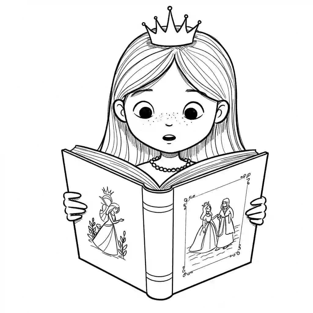 Prinses met kroon Kleurplaat van een prinses met kroon uit de categorie Prinsessen om in te kleuren.