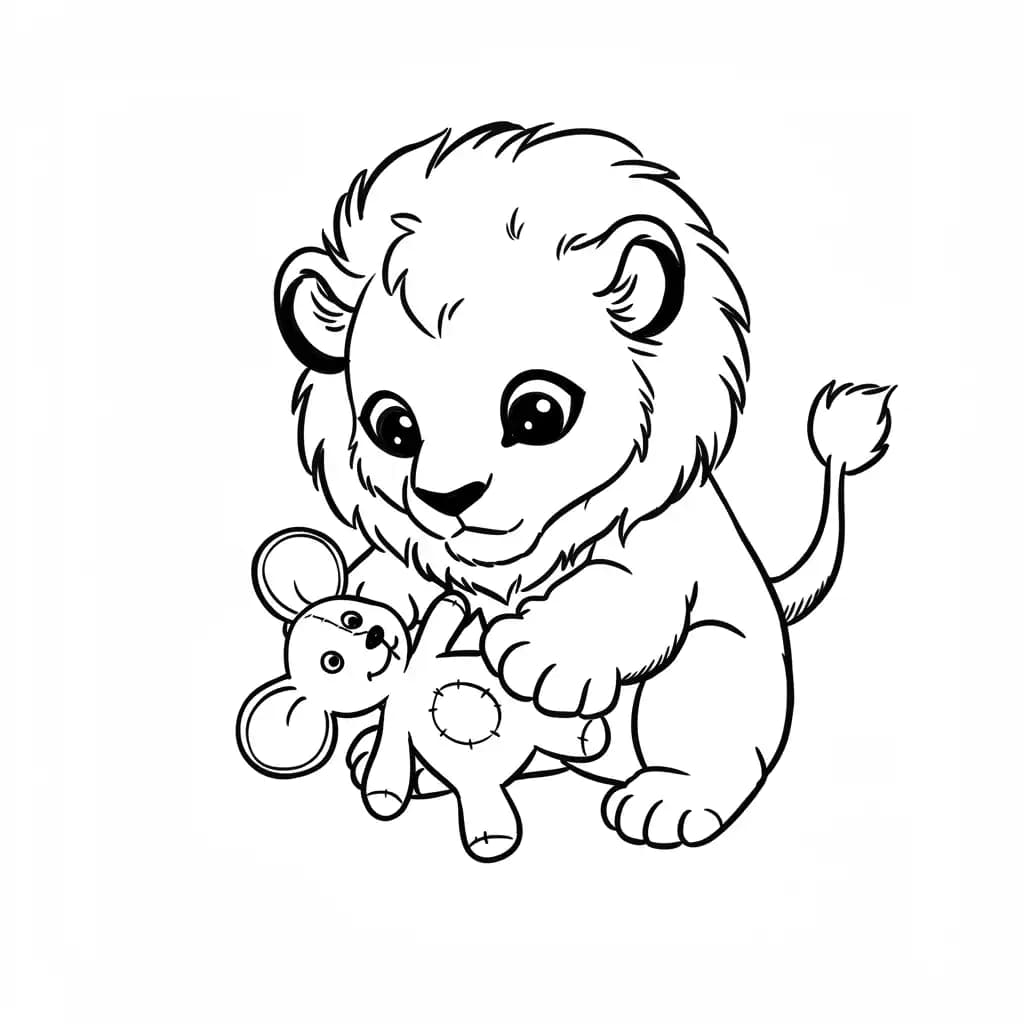 Lion King Kleurplaat van Lion King met een vrolijke savannesetting om creatief in te kleuren.