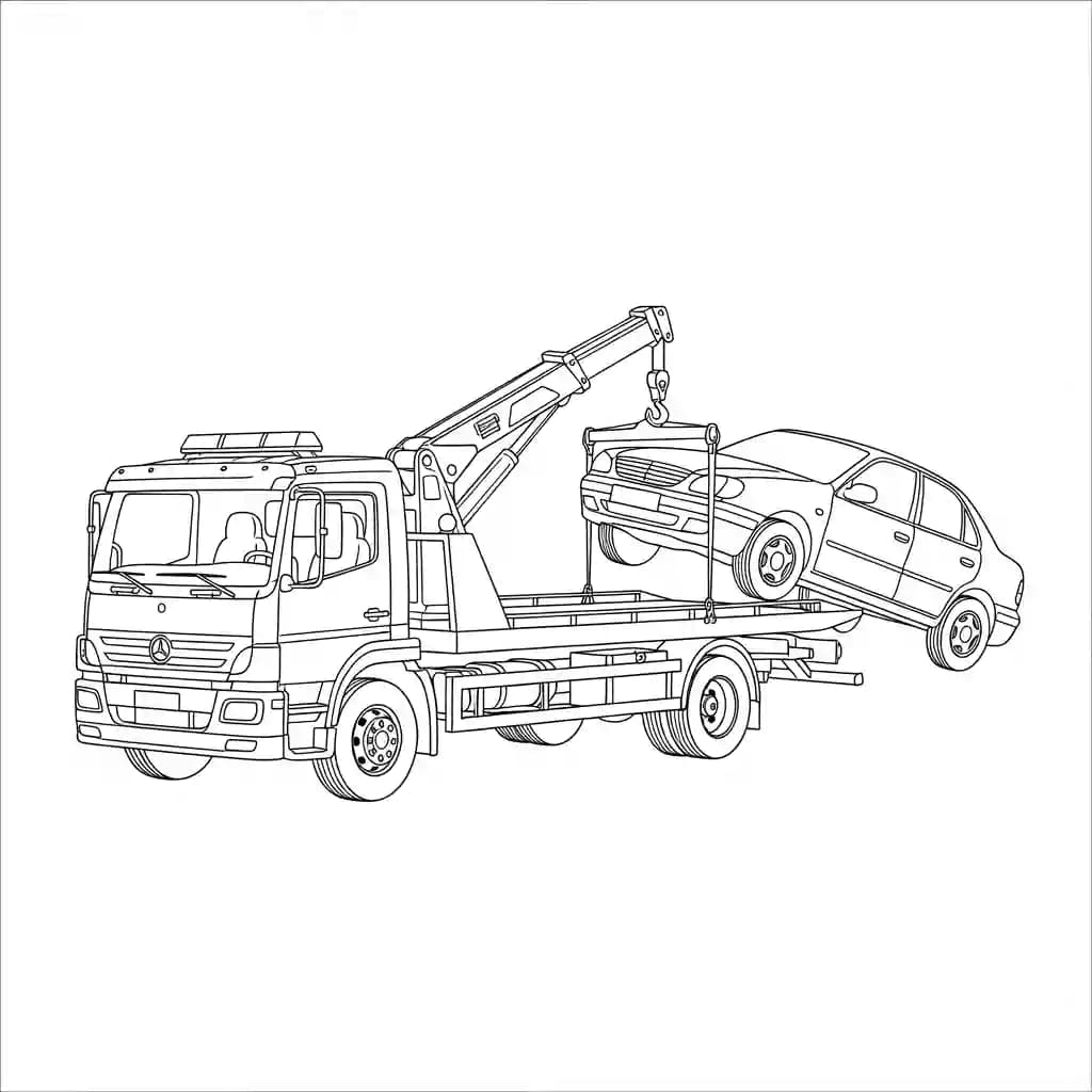 Vrachtwagen Kleurplaat van een vrachtwagen om zelf creatief in te kleuren.