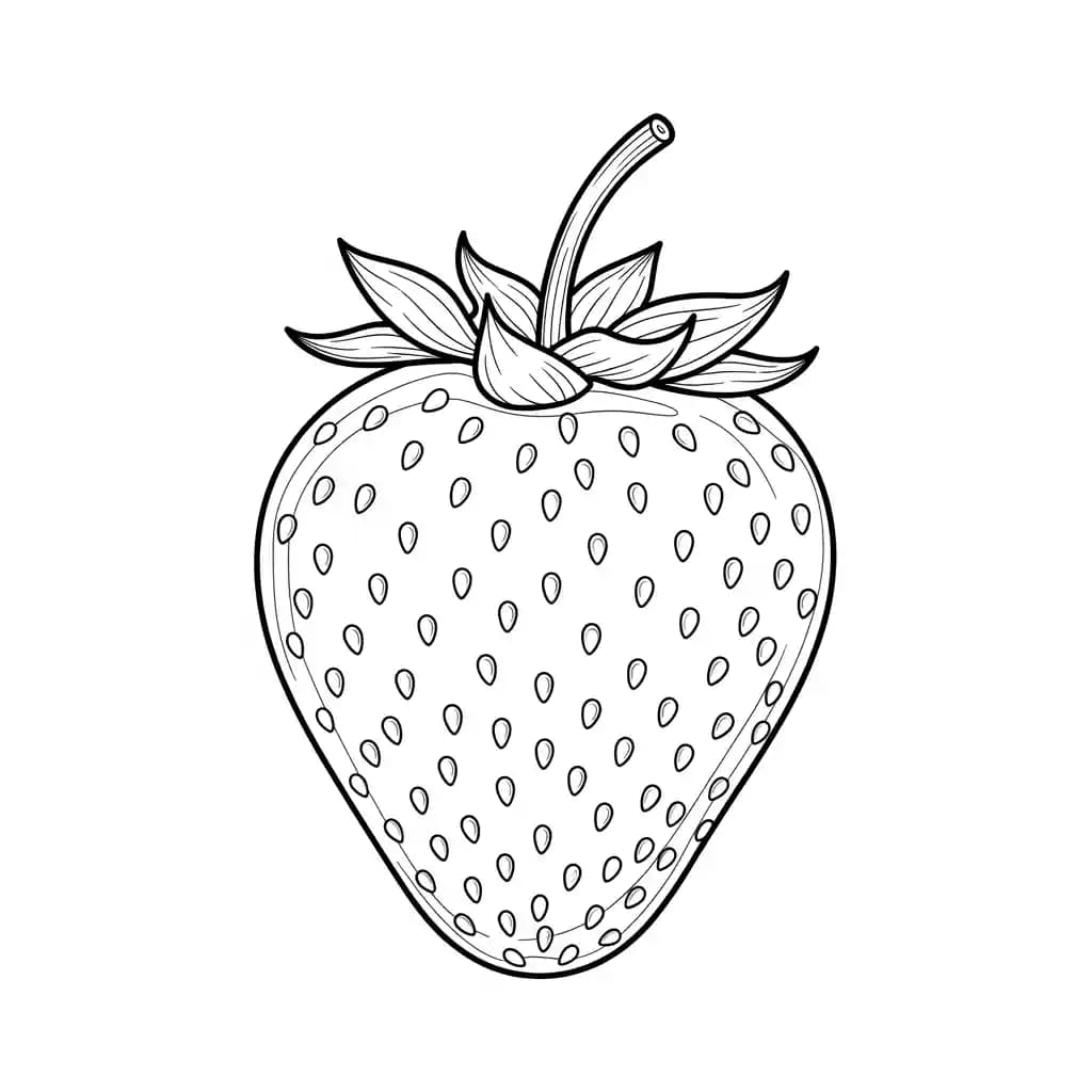Aardbeienkleurplaat schets kleurplaat van een grote aardbei met duidelijke contouren om in te kleuren