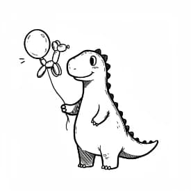 Dinosaurus Een vrolijke dinosaurus tekening klaar om zelf in te kleuren.