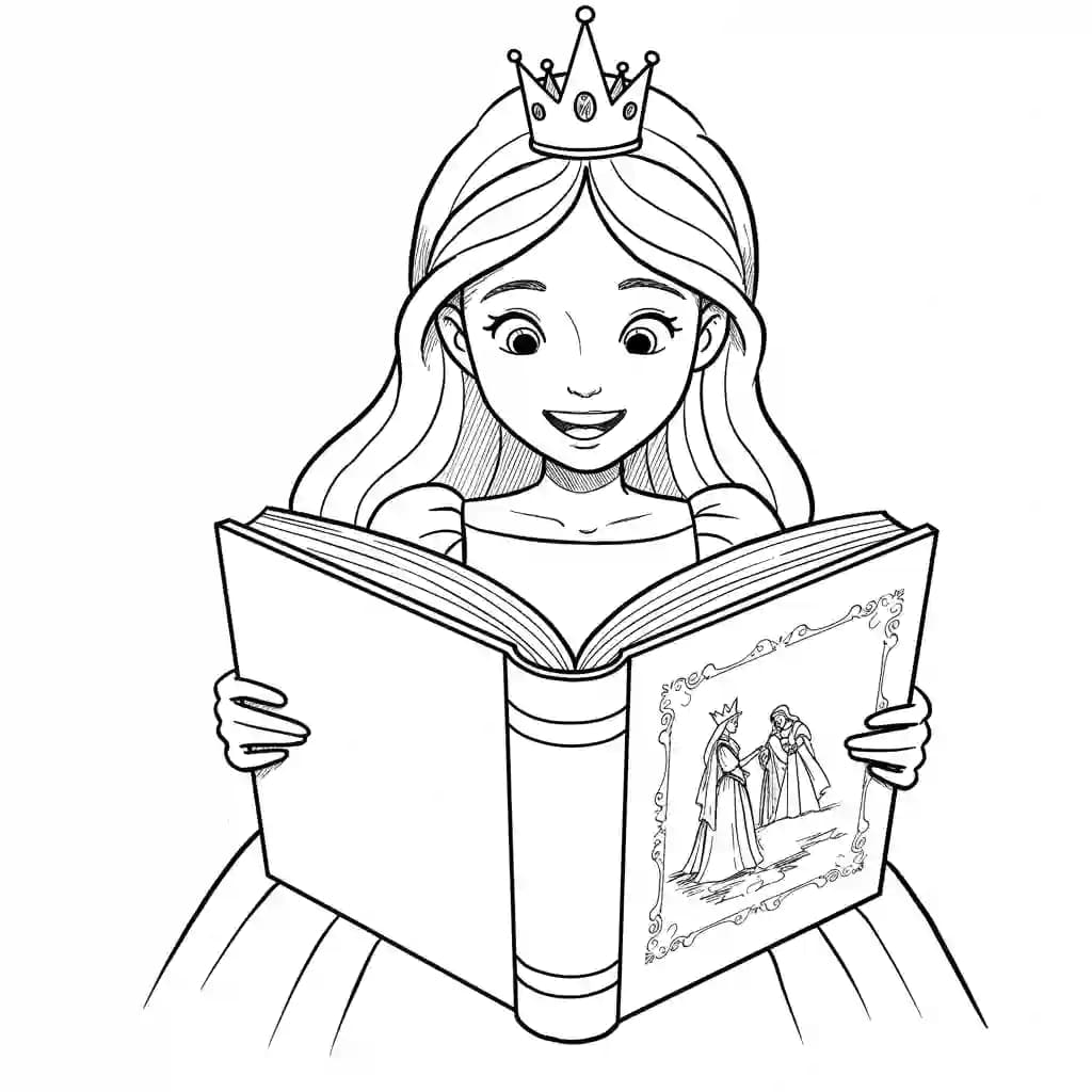 Prinses met kroon Kleurplaat van een prinses met kroon uit de categorie Prinsessen om in te kleuren.