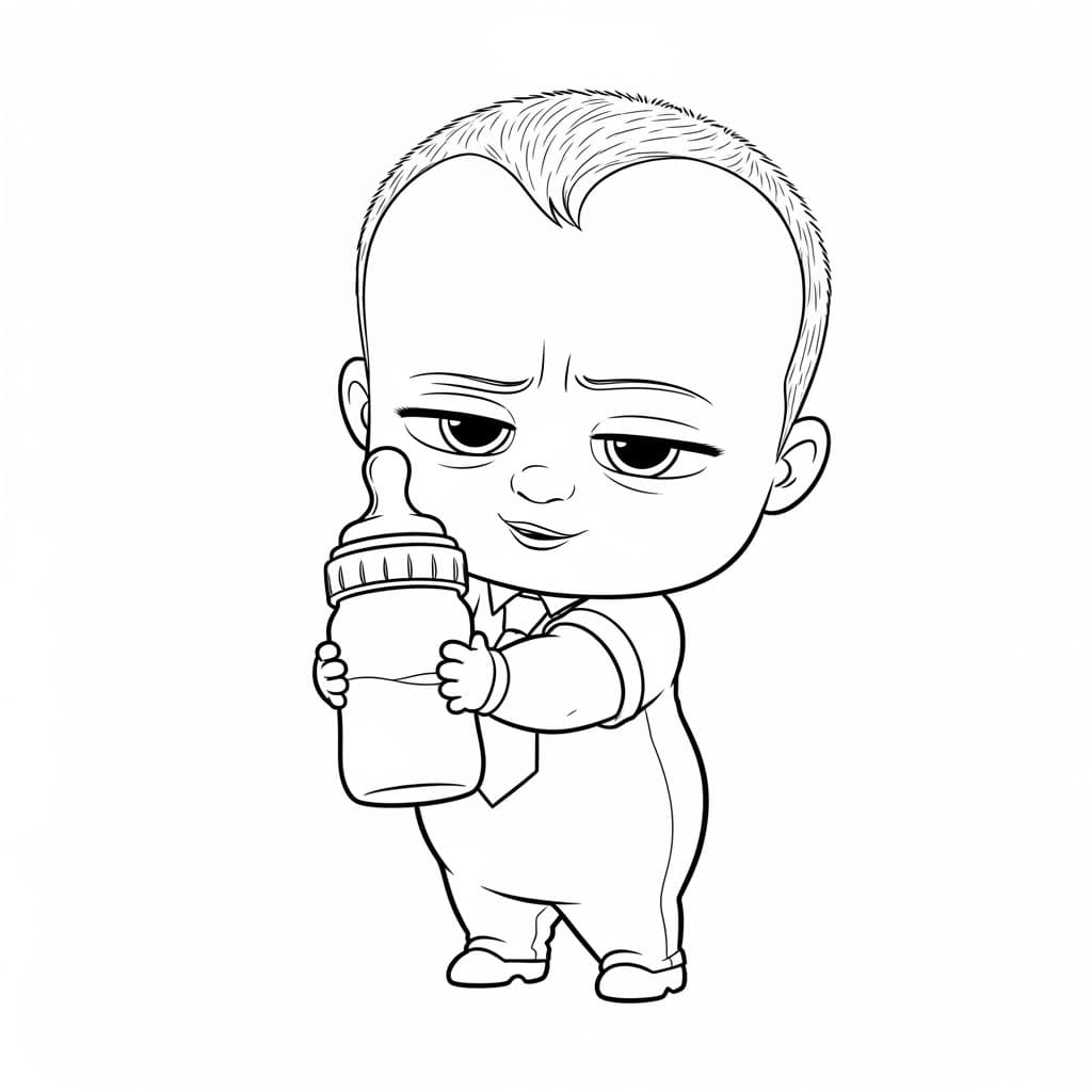 Boss Baby Kleurplaat Zwart-witte kleurplaat van Boss Baby, klaar om in te kleuren door kinderen en volwassenen.