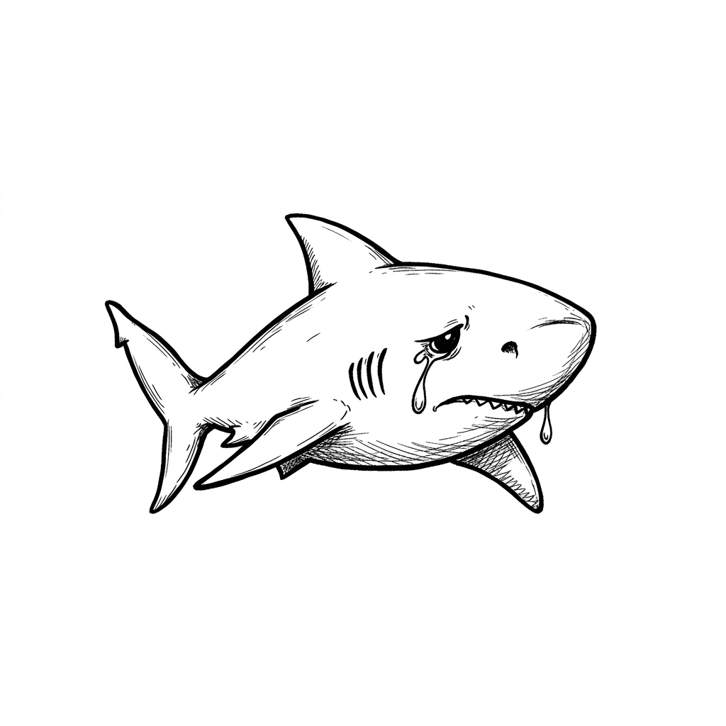 Haai Leuke kleurplaat van een Haai om thuis te printen en in te kleuren.