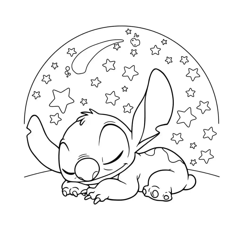 Stitch Kleurplaat van stitch om in te kleuren en gratis te printen