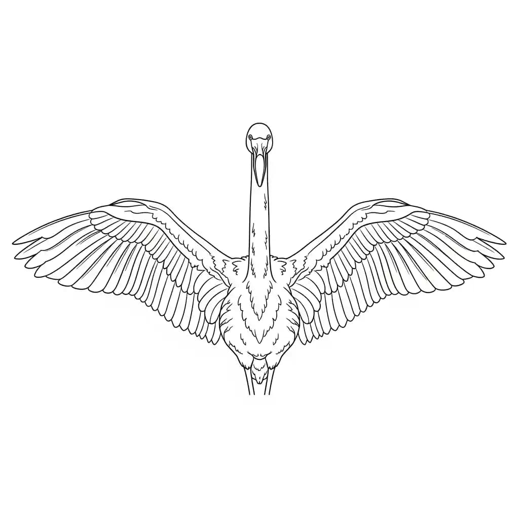 Flamingo Een leuke zwart-wit kleurplaat van een flamingo.