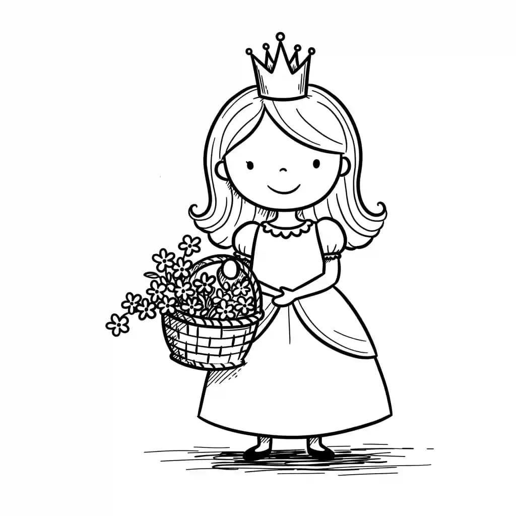 Prinses met kroon Kleurplaat van een prinses met kroon uit de categorie Prinsessen om in te kleuren.