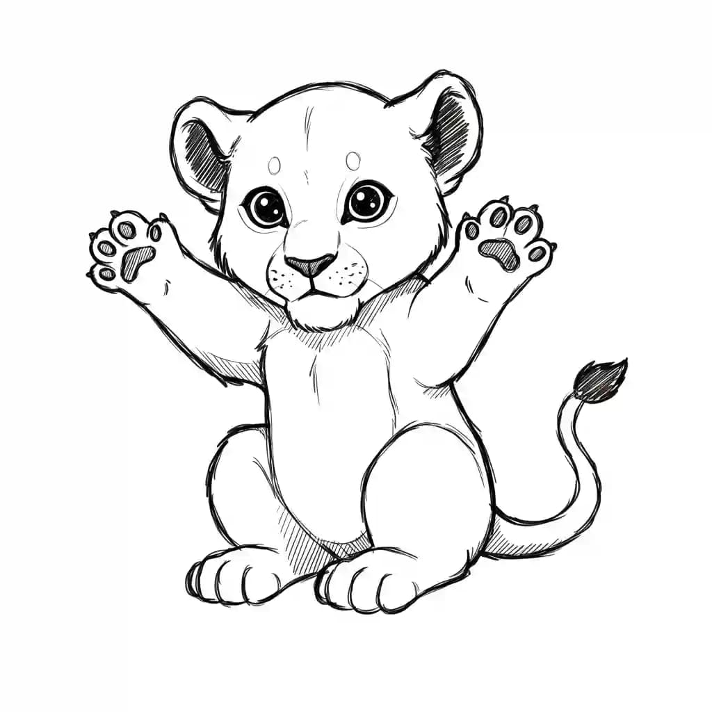 Lion King Kleurplaat van Lion King met een avontuurlijk savanne-thema om in te kleuren.