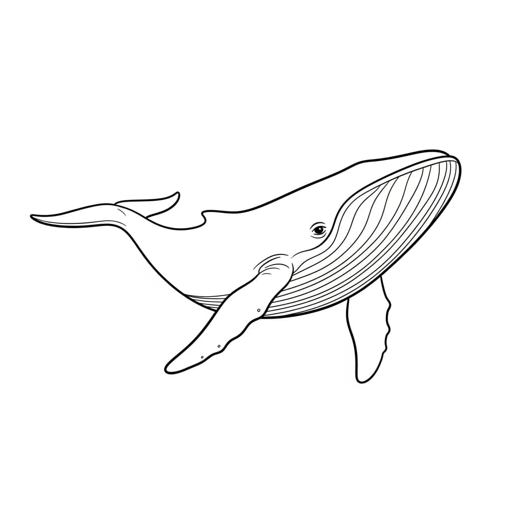 Walvis Kleurplaat van een Walvis die kinderen en volwassenen creatief kunnen inkleuren.